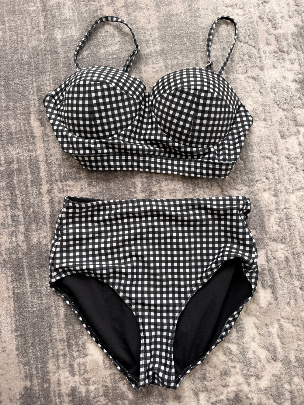 Albion Black and White Gingham High-Waist Bikini